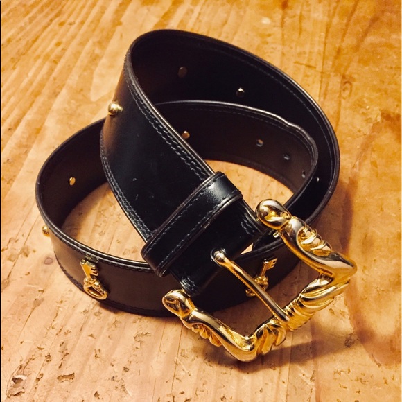 Escada Accessories - ESCADA one of a kind black leather w/Gold key belt